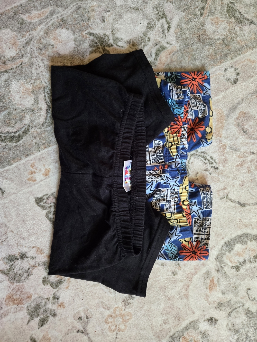 Kids Black and Multicolor Printed Bike Shorts